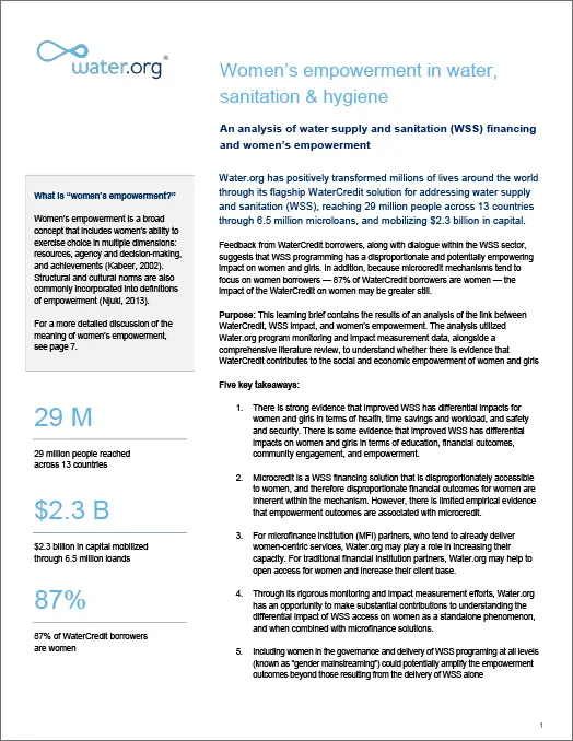 Womens empowerment in water santiation and hygiene thumbnail